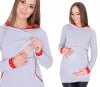 MijaCulture – 2 in 1 Maternity & Nursing Breastfeeding Warm Hoodie Top Pullover 3077A/M07 Melange